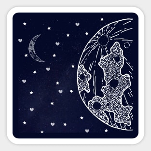 Moon and Earth Sticker